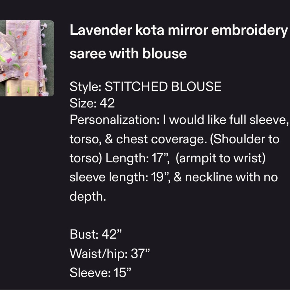 Unique Purple Saree Choli Blouse with Bird Pattern (Saree not included) - Picture 10 of 10